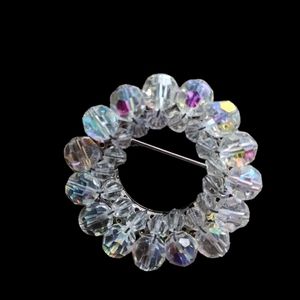 Vintage/Estate Round AB Stone Brooch "Stellar!"